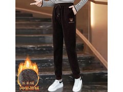 2025新款小熊刺绣加绒卫裤L码，特价清仓仅59.9元