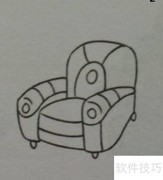 蓝色单人沙发简笔画