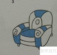 蓝色单人沙发简笔画