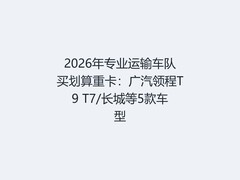 2026年专业运输车队买划算重卡：广汽领程T9 T7/长城等5款车型