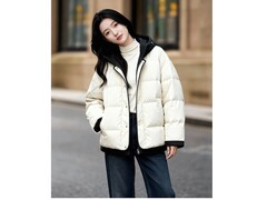 百家好米白色L码女款羽绒服低至403元