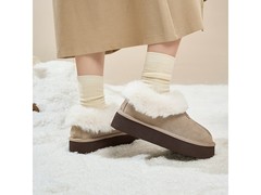 星期六女士真皮加绒厚底雪地靴99元带回家