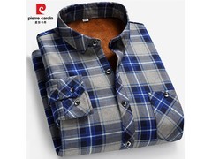 皮尔·卡丹男士加绒格子衬衣低至59.9元