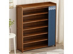 可相兔四层深蓝布帘鞋柜