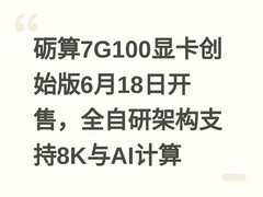 砺算7G100显卡创始版6月18日开售，全自研架构支持8K与AI计算