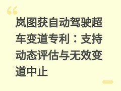 岚图获自动驾驶超车变道专利：支持动态评估与无效变道中止