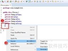 Eclipse自动生成get set方法