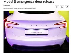 特斯拉Model 3车门缺陷被查 或面临大规模召回