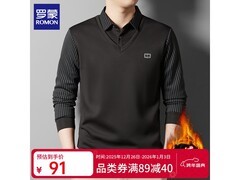 罗蒙假两件针织衫男加绒保暖毛衣