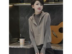 爆款轻奢针织驼色连帽衫马甲，L码138元速抢！