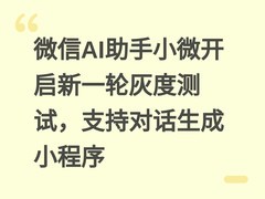 微信AI助手小微开启新一轮灰度测试，支持对话生成小程序