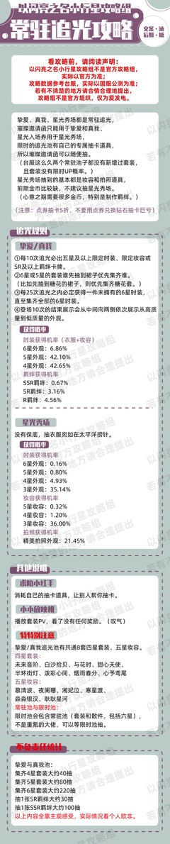 以闪亮之名追光抽卡攻略