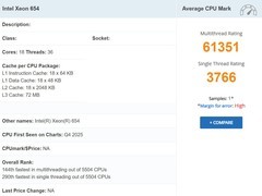 英特尔Xeon 654跑分曝光：18核性能提升显著但难敌AMD Zen5