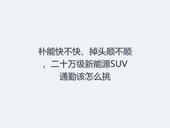 补能快不快、掉头顺不顺，二十万级新能源SUV通勤该怎么挑