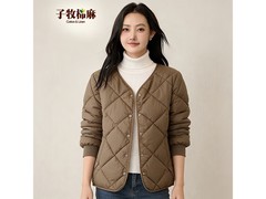 子牧棉麻女士菱格棉服98减60低至38元