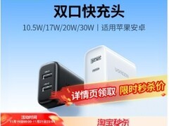 绿联双口快充头15.66元抢