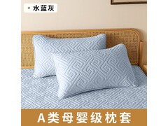 星寇夹棉枕套一对装水蓝灰