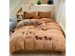 AIDLI冬季刺绣牛奶绒四件套仅169元