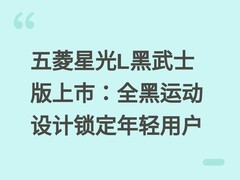 五菱星光L黑武士版上市：全黑运动设计锁定年轻用户