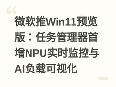 微软推Win11预览版：任务管理器首增NPU实时监控与AI负载可视化