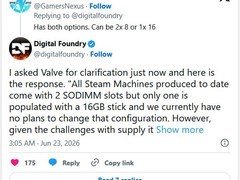 Steam Machine因DDR5供应波动，内存配置分单/双通道且不可升级