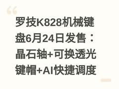 罗技K828机械键盘6月24日发售：晶石轴+可换透光键帽+AI快捷调度