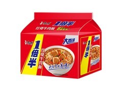 康师傅一倍半红烧牛肉面，满减满折，五连包13.8元！