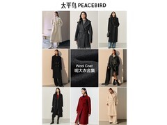 太平鸟大师甄绒全羊毛大衣699元到手