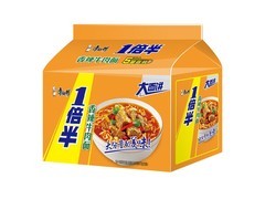 康师傅一倍半香辣牛肉五连包，满99打9折到手15元！