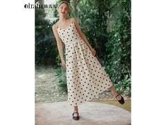 OLRAIN欧芮儿法式波点吊带裙5折