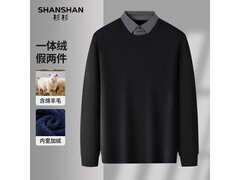 杉杉男重磅一体绒保暖针织衫