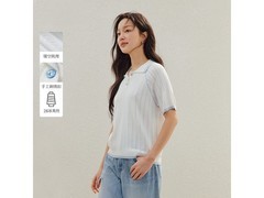 茵曼撞色POLO领镂空针织衫1件5折