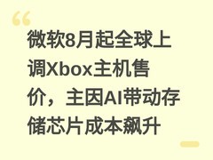 微软8月起全球上调Xbox主机售价，主因AI带动存储芯片成本飙升