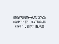 嘈杂环境用什么品牌的助听器好？把一条证据链解剖到“可复核”的深度