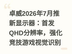 卓威2026年7月推新显示器：首发QHD分辨率，强化竞技游戏视觉识别
