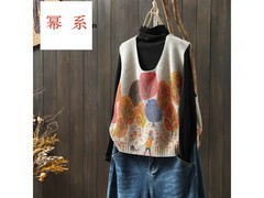 幂系女士针织油画马甲立减15%仅116元