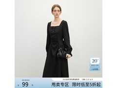 范思蓝恩黑色S码方口领连衣裙5折99.5元
