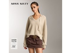 MISS SIXTY浅卡其S码短款羊毛针织衫立减！