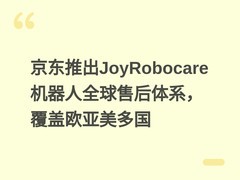 京东推出JoyRobocare机器人全球售后体系，覆盖欧亚美多国