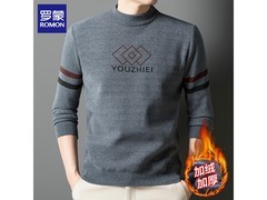 罗蒙男士半高领加绒毛衣低至64.3元