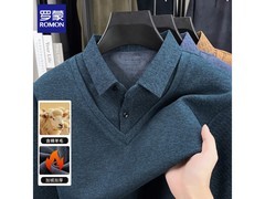 罗蒙含羊毛假两件毛衣男款