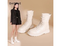 达芙妮英伦风女款加绒厚底马丁靴99.9元