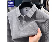 罗蒙男士灰色仿雪貂绒针织衫低至53.87元