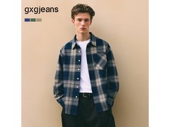 gxgjeans蓝色格纹衬衫低至127元