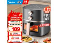 美的空气炸锅5.3L到手160