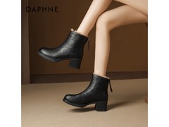 达芙妮36码冬季加绒黑马丁靴低至71.96元