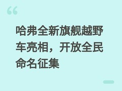 哈弗全新旗舰越野车亮相，开放全民命名征集