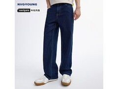 NVG·YOUNG男士蓝色直筒牛仔裤三重优惠