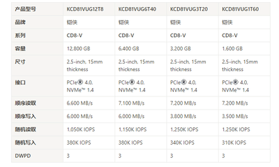  KIOXIA CD8-V series KCD81VUG6T40 reliable choice for data center applications