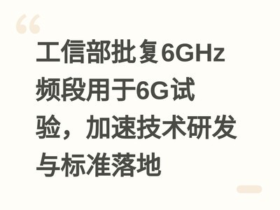 ���Ų�����6GHzƵ������6G���飬���ټ����з����׼���